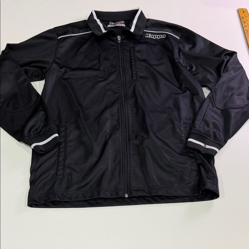 Kappa Men's Black Windbreaker with White Accents L